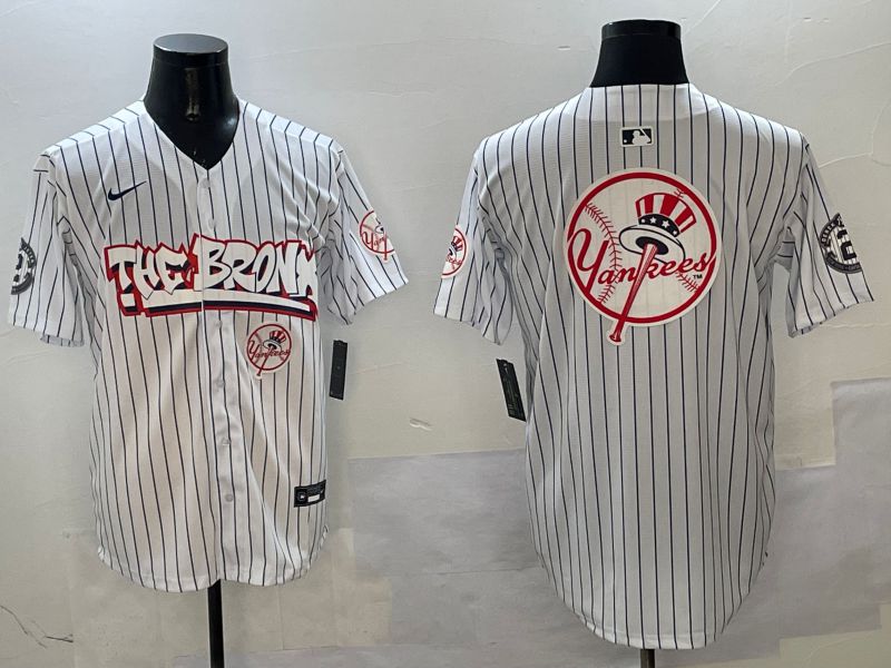 Men New York Yankees Blank White Stripe four generations Joint Name 2025 Nike MLB Jersey style 2